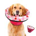 Dog Cone Soft Surgery Dog Cone Collar - Adjustable Long Foldable Comfortable for Recovery Alternative Prevent Biting Stop Licking Wound Small Medium Large Dogs (Strawberry Red, L)