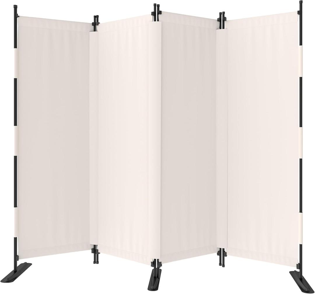 Room Divider, 4 Panel Upgraded Folding Privacy Screen, 88 Highly Secretive Separation with 3 Metal Feet, Partition Screen, Lightweight Freestanding Wall Divider Bedroom (White)