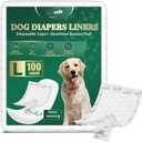 IMMCUTE Dog Diaper Liners, 100 Count, Ultra Absorbent Booster Pads with Hook & Loop, Non-Slip Doggie Diaper Inserts for Male Dog Wraps,Female Dogs in Heat & Incontinence, Large