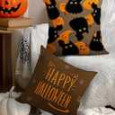 Puresora Halloween Pillow Covers 18x18 Set of 2 Throw Pillow Cases Soft Cushion Case Pillowcase for Chair Sofa Bedroom Living Room Home Decor, Cat