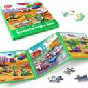 SYNARRY Vehicle Theme Magnetic Puzzles for Toddlers 3-5, 36 Pieces Travel Puzzles for Kids Ages 4-8, Easter Basket Stuffers Gifts for Kids, Car Airplane Road Trip Activities Magnet Games Toy