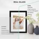 Hongkee 12x12 Picture Frame with Real Glass - 8x8 Wooden Frame with Mat, Horizontal and Vertical Display for Wall or Tabletop (Black, 1 Pack)