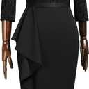 MISSMAY Women's Vintage Floral Lace Ruffle Half Sleeve Evening Party Formal Long Dress (Medium, Black)