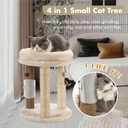 MECOOL 4in1 Small Cat Tree, Scratching Post with Tower Soft Bed, Sisal Carpet, Jute Posts with Three Hanging Ball Toys and Massage Brush for Indoor Cats and Kittens