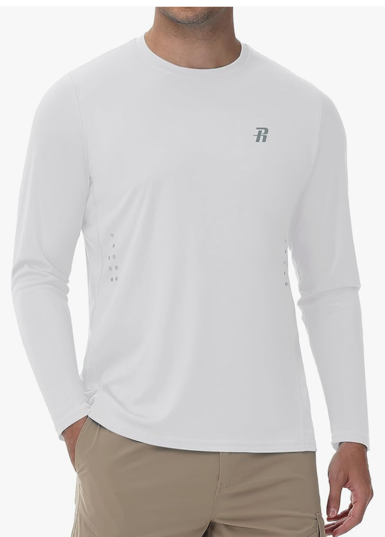 Runhit Men's UPF 50+ Sun Protection Shirts Long Sleeve UV Swim Shirt Fishing Hiking Running Rash Guard Quick Dry Lightweight, Size L