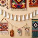 Tegeme 7ft Halloween Rustic Ghost Garland Decoration with Wooden Beads Rustic Ghost Banner Halloween Hanging Ghosts Garlands for Indoor Outdoor Wall Home Room Mantel Fireplace Decor(White)