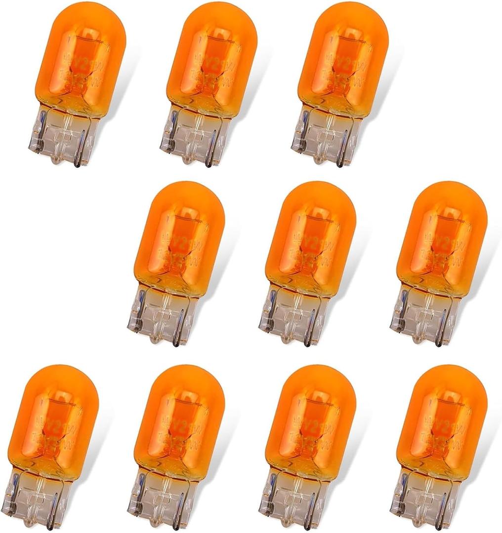 10 PCS T20 WY21W Bulb, 12V 7443 Brake Light Bulb, Waterproof Monofilament Reverse Light Tail Light Bulb, Universal Auto Bulb Replacement for Turn Signal Side Marker Parking DRL Light (Yellow)