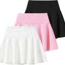 3 Pack Girls Pleated Tennis Skirts Athletic Active Flowy Skirt Set 3-12Y (5-6 Years, Multicolor)