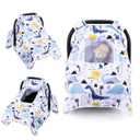 THE KENKYO Car Seat Covers for Babies, Baby Car Seat Cover for Girls Boys, Kick-Proof Newborn Carrier Canopy with Breathable Mesh Peep Window, Windproof Stroller Cover for All Seasons (Dinosaur)