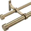 Double Curtain Rods with Aluminum End Cap and Full Surround Brackets,1"Front and 5/8" Back Rod,Adjustable between 36 to 72 Inches (3-6 Feet), Antique Bronze Double Window Drapery Rod