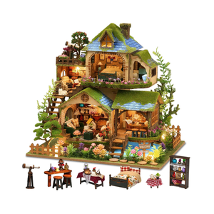 LogicTwist DIY Miniature House Kit with LED Lights, Forest Adventure Wooden Mini House Building Kit for Adults & Teens, Creative Crafts for Women, Friends & Hobbyists