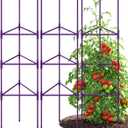 Growsun 51 inch Tomato Cage Heavy-Duty Plant Support Cucumber & Vine Vegetables Adjustable Purple Metal Garden Trellis for Climbing Plants, Indoor & Outdoor Use, 3 Pack