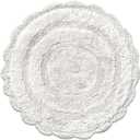 Chardin home White Crochet Bathrug,100% Cotton Round bathmat with artisanally Handcrafted Crochet Border, 24 Inch Diameter, Perfect for Half Baths, Powder Rooms, bathrooms