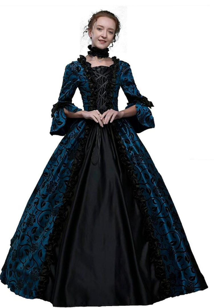 Women Rococo 18th Century Ball Gowns Renaissance Gothic Victorian Dresses Masquerade Vampire Costume, Size S