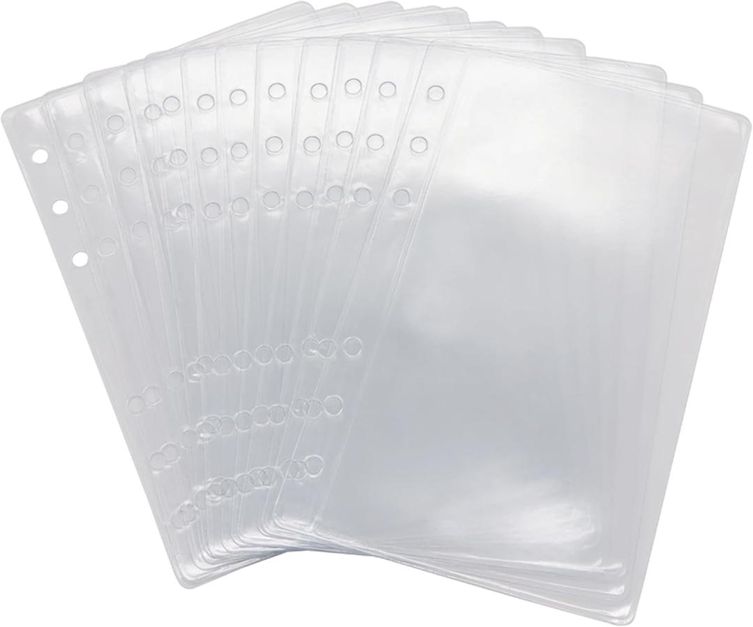 12 Pack A6 Size Clear Sheet Protectors 3.4 x 6.3 Inch Plastic Sleeves Page Protectors Top Loading Paper Protector for 6 Ring Binders, Acid-Free, Archival Safe for Documents and Photos