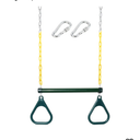 Take Me Away 18'' Trapeze Swing Bar Rings 48'' Heavy Duty Plastic Coated Chains Swing Set Accessories, Green