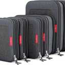 LeanTravel Compression Packing Cubes for Travel Organizers with Double Zipper (6-Pack (2L+2M+2S), Black)