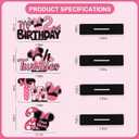 TONIFUL Pink Mouse 2nd Birthday Party Supplies 2nd Table Centerpieces Pink Mouse Theme Design Sturdy Wooden for Girl TWO Years Old Birthday Favors 2nd Birthday Party Decorations(4 Pcs)