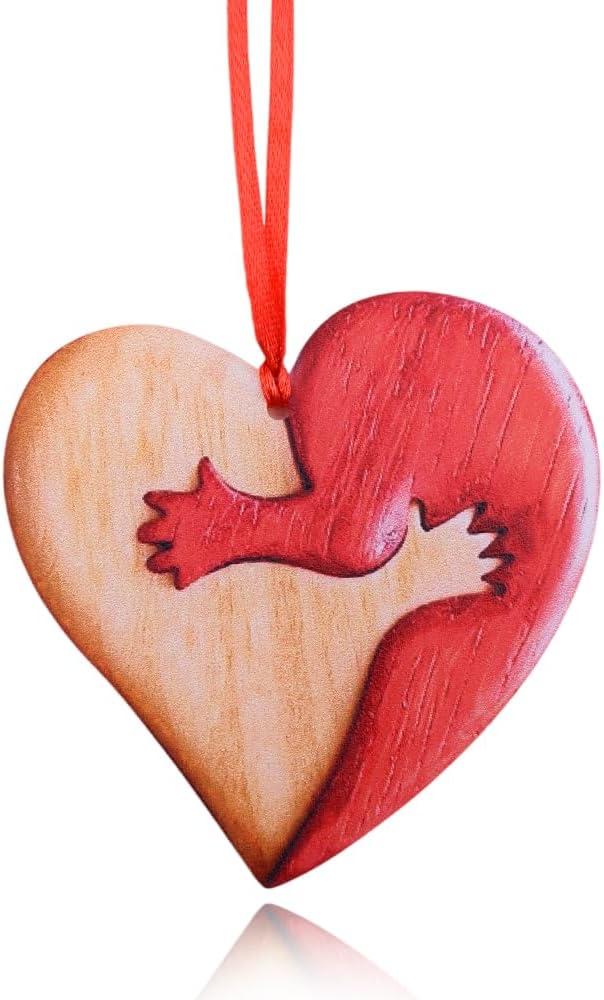 Valentines Day Gifts Love Hug Ornament A Hug from My Heart Crafts Car Front Decoration Heart Shaped Embellishments Romantic I Love You Gifts for Boyfriend Girlfriend Couple Hanging Ornaments