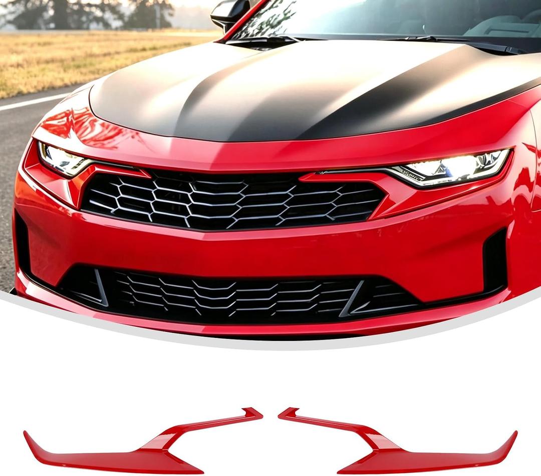 Linskip Headlight Covers Compatible with 2019 2020 2021 2022 2023 2024 Chevy Camaro LS LT, Headlight Bezel Decor Trim for Chevrolet Camaro Exterior Accessories Red, Pair