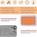 Dog Heating Pad with Washable Cover, Soft Plush Pet Heating Pad with 9 Adjustable Temperature, Timer, Chew-Resistant Cord, Waterproof Electric Heated Pet Bed Mat for Dogs and Cats Indoor