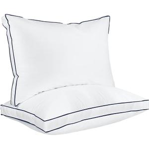 Utopia Bedding Bed Pillows for Sleeping King Size (Navy/White), Set of 2, Cooling Hotel Quality, Gusseted Pillow for Back, Stomach or Side Sleepers