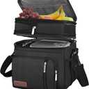 MIYCOO Lunch Bag & Lunch Box for Men Women Double Deck - Leakproof Insulated Soft Large Adult Lunch Cooler Bag for Work (Black S ,15L)