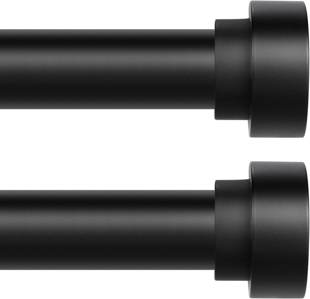 HEI! DEAR 2Pack Black Curtain Rods for Windows 30 to 42 Inch(2.5-3.5ft),1”Diameter Heavy Duty Curtain Rods, Adjustable Curtains Rod, Modern Decorative Drapery Rod, 30-42",Matte Black