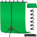 Green Screen Backdrop Kit 6.5X5ft,Portable greenscreen Background with Stand,Adjustable T-Shape Photo Backdrop Stand for Photography, Streaming,Video,Studio,Party,Zoom
