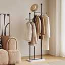 Standing Coat Rack with Marble Base Heavy Duty Clothes Hanger Rack Metal Coat Tree for Clothes Hats Scarfs Purses 19.69 x 11.02 x 68.9 Inches (Black)