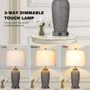 CINSARY 25" Farmhouse Jar Table Lamps Set of 2, 3 Way Touch Control Rustic Bedside Lamps with USB A+C Ports & AC Outlet, Pot Nightstand Lamps for Bedroom Living Room (LED Bulbs Included)