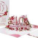 Happy Anniversary Card, Milestone 3D Pop Up Greeting Card for Marriage, Soulmates, Celebration, Being Together, Congratulations for Couples, Husband, Wife (40th Ruby Anniversary)