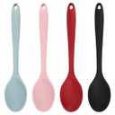 Cooking Spoon, 4Pcs Large Red Black Pink Grey Serving Spoons Heat Resistant Silicone Spoon, Non-Stick Mixing Kitchen Spoons Premium Silicone Kitchen Utensils for Stirring Baking Mixing Dishwasher Safe