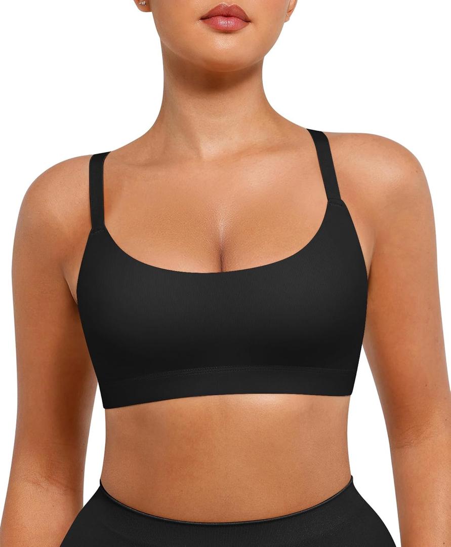 FeelinGirl Seamless Bras Wireless Bralettes for Women: No Underwire Unpadded Comfort Buttery Soft Everyday Bras, Black, L
