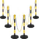 Konohan 6 Sets 34 Inch Delineator Post Parking Cone Barrier,Yellow,Black
