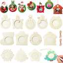 Thyle 12 Sets Christmas Picture Frame Craft Kits DIY Assortment Wooden Ornaments Bulk Xmas Tree Hanging Photo Frames for Christmas Party Winter Activities Home Decorations Gifts