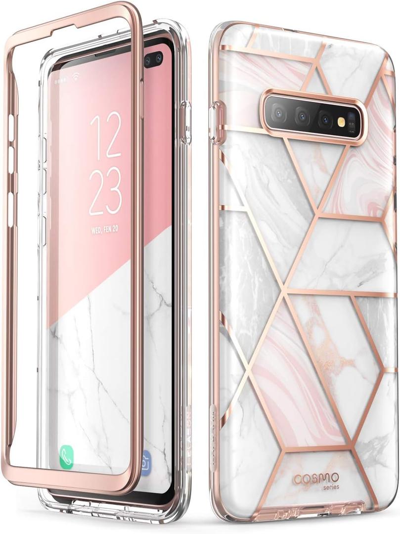 i-Blason Cosmo Series Case for Samsung Galaxy S10+ Plus, Stylish Glitter Protective Bumper Case Without Built-in Screen Protector (Marble)