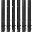 6Pack 30 inch Adjustable C Channel Pipe Stake Black for Flatbed Trailer Hauler with Anti-Loss Cord, 30 inch Flatbed Trailers Stake Pocket D Ring, Trailer Stakes Side Rail