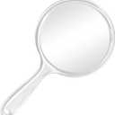 D Handheld Mirror with Handle - 5.4" W x 10.4" L Hand Mirror Large Doule Sided Magnifying Mirror 1X 2X Handle Makeup Mirror Acrylic Handheld Mirror Rounded Shape Transparent