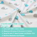 American Baby Company Fitted Crib Sheet 28" x 52", Soft Breathable Neutral 100% Cotton Jersey Sheet, Whale, for Boys and Girls, Fits Crib and Toddler Bed mattresses