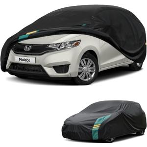 Hatchback Car Cover Waterproof All Weather for Automobiles, Universal Fit for Honda Fit, Ford Focus, Subaru Impreza, Toyota Matrix, VW Golf. Rain Winter Sun Protection. (Length: 164"-178")