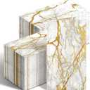 Geyoga 200 Pcs Marble Guest Napkins 2 Ply Disposable Guest Bathroom Paper White Gold Decorative Napkins Marbleized Hand Towels for Home Bathroom Kitchen Party Table Decor