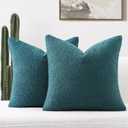 FUTEI Pack of 2 Teal Green Decorative Throw Pillow Covers 20x20 Inch Soft Cozy Solid Boucle Textured Cushion Case,Modern Home Decor for Couch Bed Living Room