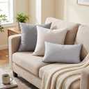 SYSLOON Faux Linen Pillow Covers 20x20 Inch Set of 2, Boho Pillow Covers Couch Pillow Covers Farmhouse Pillow Covers for Living Room Sofa & Bed,Beige White