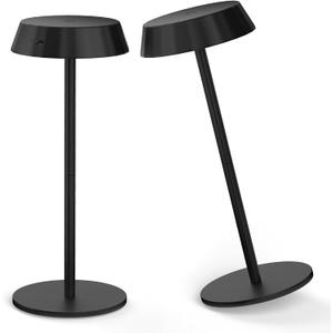 EppieBasic Cordless Table Lamp, Cordless Rechargeable Table Lamp Black 2 Pack Portable & Minimalist Design-Battery Powered, 3 Colors Stepless Dimming Metal Touch Lamps for Living Room, Dining, Desk