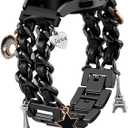 Stylish Metal Band Compatible with Samsung Galaxy Watch 7 Band/FE 6 5 4 40mm 44mm,Galaxy Active 2, 20mm Watch Strap Pretty Chain with Cute Decorative Charms Accessories for Samsung Watch Bands Women