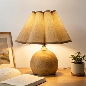 Small Vintage Lamp Mini Table Lamps for Kitchen Counter with | 3 Color Temperatures | 2 Bulbs | for Nightstand Bedside End Table, Bedroom Living Room, Small Spaces