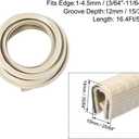 uxcell Edge Trim U Seal Extrusion Beige U Channel Edge Protector PVC Plastic W Iron Sheet Fits 3/64''-11/64'' Edge 16.4Ft/5M Length