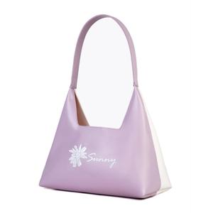 Small Shoulder Bag for Women, Leather Hobo Bag with Two-Tone Color and Daisy Embroidery Top Handle BagCasual Everyday Shoulder Handbags