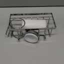 TAILI Sponge Holder with Strong Suction Cup, 4-in-1 Rustproof Sink Organizer - Sink Caddy Holds Sponges, Brushes, Stoppers & Scrapers -Silver